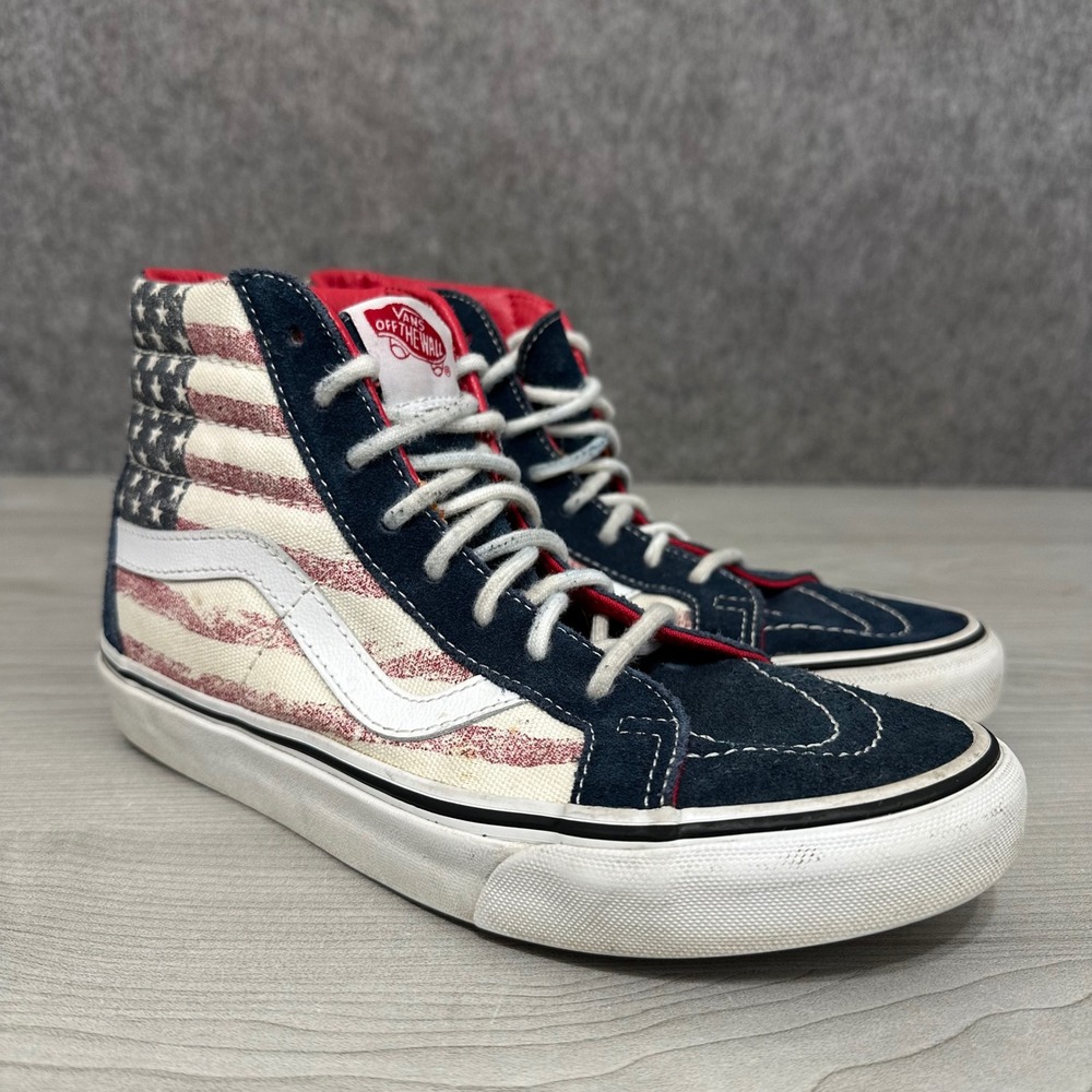 Vans Sk8-Hi Reissue Americana American Women's Sz 7 Flag‎ Navy High Top Shoes